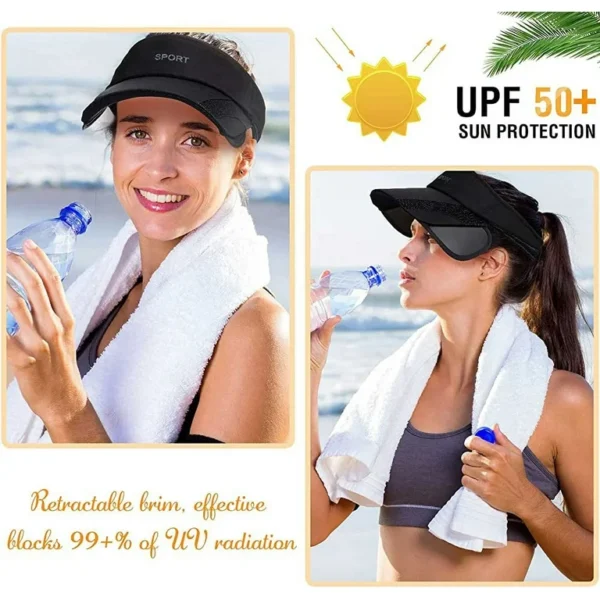 589bf491-0c35-4d79-b55b-46e46875ca57.eaa1f1b6d3cd487f6e2ce2085fad1709 Summer Sun Visor Hat Women Adjustable Golf Cap with Retractable Brim UV Protection