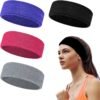 Pack of 4 Polyester Cotton Headband Sports Accessories Non-Slip Elastic Band