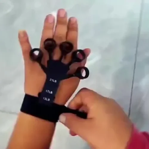 Finger Gripper Gripster Silicone Finger Exerciser Trainer with 6 Resistant Level Hand Wrist Band Strengthener
