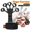 Finger Gripper Gripster Silicone Finger Exerciser Trainer with 6 Resistant Level Hand Wrist Band Strengthener