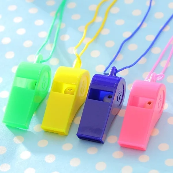 Plastic whistle with rope Outdoor sports children s sports competition Sporting goods referee whistle