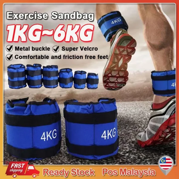 2pcs Ankle Weight 1 6KG Wrist Sand Bag Adjustable Arm Leg Running Brisk Walk Exercise Sandbag