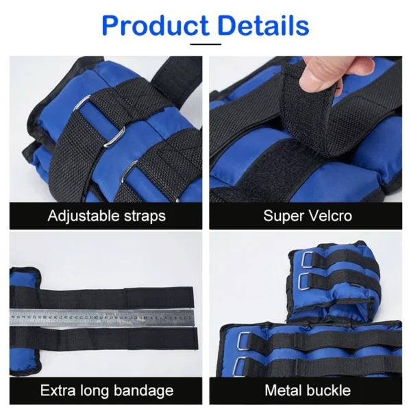 2pcs Ankle Weight 1 6KG Wrist Sand Bag Adjustable Arm Leg Running Brisk Walk Exercise Sandbag