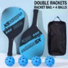 Pickleball Paddle and Racket Set Beginner Wood Racket with Cushion Grip 2 Rackets 4 Balls 1 bag