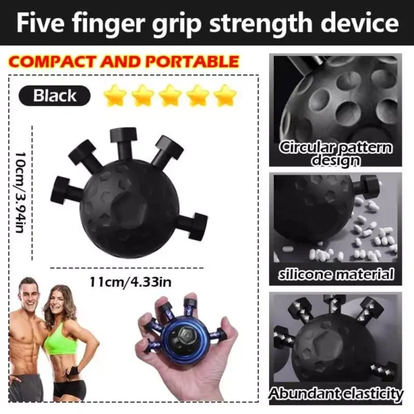 Finger Gripper Gripster Silicone Finger Exerciser Trainer with 6 Resistant Level Hand Wrist Band Strengthener