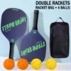 Pickleball Paddle and Racket Set Beginner Wood Racket with Cushion Grip 2 Rackets 4 Balls 1 bag