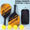 Pickleball Paddle and Racket Set Beginner Wood Racket with Cushion Grip 2 Rackets 4 Balls 1 bag