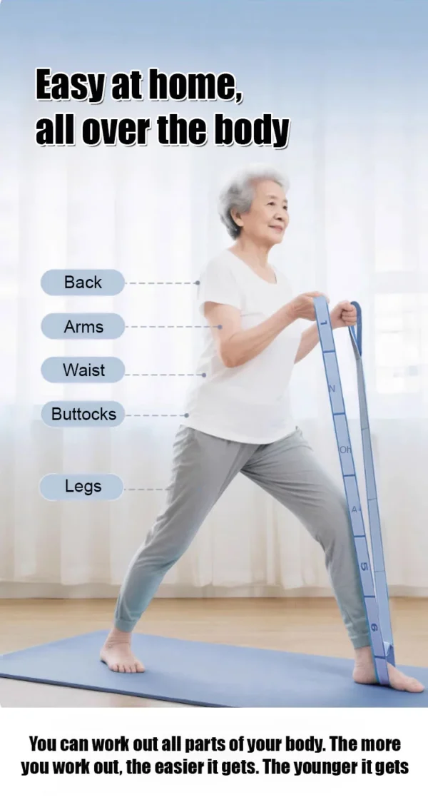 Elastic Yoga Strap Resistance Band Stretching Band for Waist Leg Strength Training