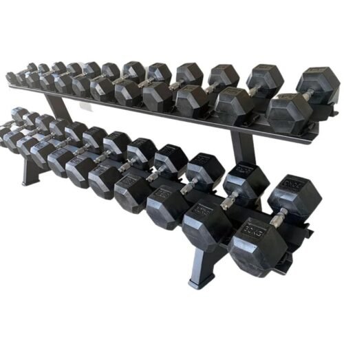 275KG 10 Pairs Hexagon Dumbell Set with 2-Tier Heavy Duty Dumbbell Storage Rack Stand Commercial Grade